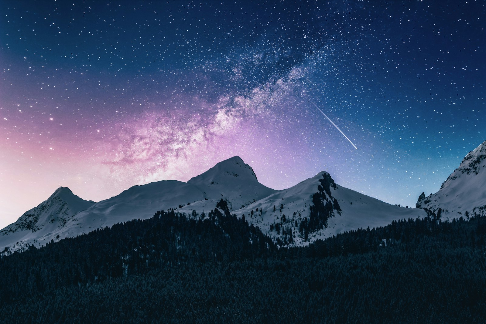 A quiet mountain landscape under a starry sky, symbolizing reflection and inner calm
